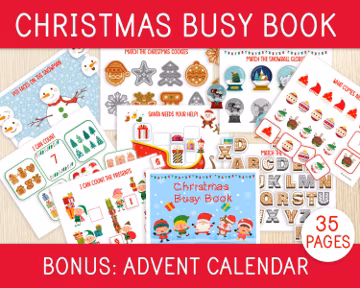 Christmas Busy Book, Toddlers, Preschool, Christmas Worksheets, Preschool Busy Book, Christmas Learning Binder, Advent Calendar, Holidays