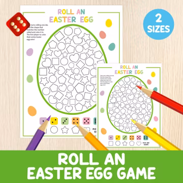 Roll an Easter Egg Game – Easter Math Dice Game – Shape Recognition Activity – Spring Classroom Game – Preschool & Kindergarten PDF