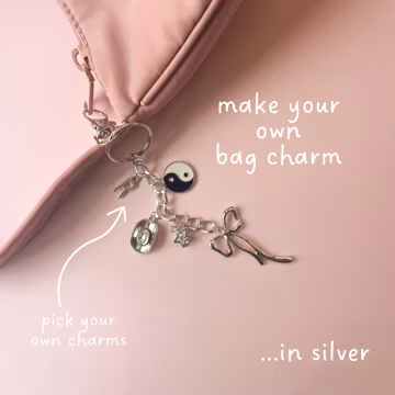 Personalised Keyring Or Bag Charm In Silver, Completely Customised, Keychain, Bag Accessory, Customised Bag Chain