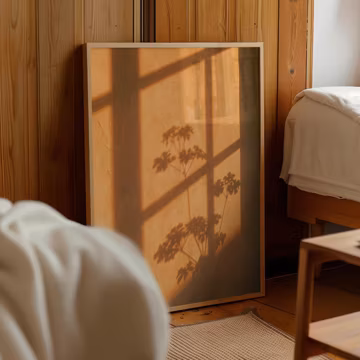 Warm Shadow Leaf Print, Botanical Window Poster, Boho Plant Wall Art, Bedroom Decor, Living Room Wall Art, Sunset Aesthetic Home Decor