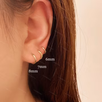Tiny Simple Hoop Earrings • 14k Gold Dainty Earrings • Huggie Hoops Earrings • Patterned Earrings • Minimalist Earrings • Gift for Her