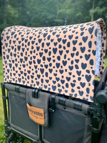 UPF50+ Leopard Heart Made-to-Order Full Canopy - Wonderfold, Rainbow Baby, Joymor, and Larktale Wagons