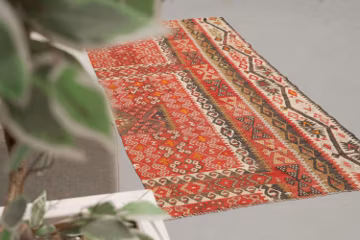 3x4 ft SMALL KILIM RUG, Brick Red, Turkish Kilim, Anatolian Rug, Wool Flatweave, Tribal Accent Rug, Vintage Kilim