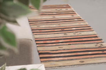 2x5 ft WOOL KILIM Runner, Brick Red, Turkish Kilim, Vintage Runner, Striped Rug, Tribal Runner, Anatolian, Narrow Hallway