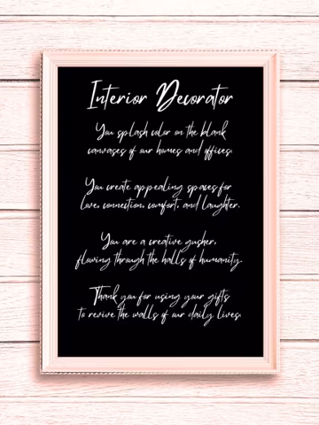 Interior Decorator Gift Print, Home Design Appreciation (Digital Download)