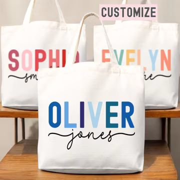 Personalized Name Bag Custom Name Tote Bag Custom Gift Bridesmaids Bag Gift Tote Shopper Women Bag Customized Name Personalized Gift For Her