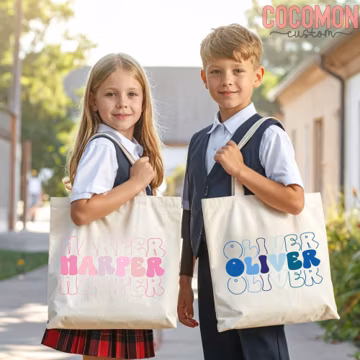 Personalized Kids Tote Bag | Custom Name School Bag | Back to School Book Bag | Kids Library Tote with Name