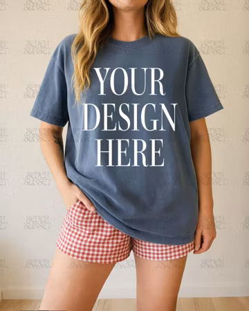 Blue Jean Comfort Colors Mockup Blue Jean Shirt Mockup Comfort Colors 1717 Mockup Oversized Shirt Mockups Trendy C1717 Blue Jean Tee Mockup