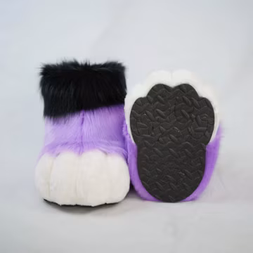 Fursuit Feet Paws Animal Paws, Black and Purple and White, Furry shoes, Halloween Christmas costume accessories Petplay Animal-Themed Events