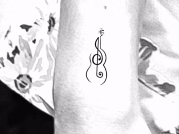 Guitar Temporary Tattoo / music tattoo / music note tattoo / wrist tattoo / arm tattoo / small guitar tattoo / small music tattoo