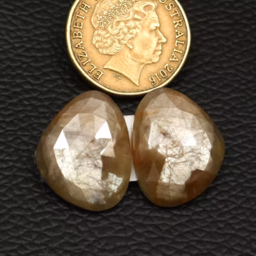22x17x5mm, Natural Sapphire Rose cut slice | Sheen Sapphire Gemstone | Sapphire Cabochon | Flat back Sapphire Faceted Cabochon Gemstone Shop