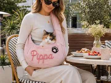 Custom Dog Sling Carrier, Personalized Small Pet Shoulder Bag, Hands Free Puppy and Cat Carrying Wrap, Travel Walking Bag