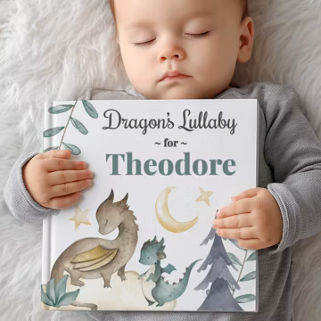 Personalized Dragons Book With Name, Custom Lullaby Storybook For Toddlers, Baby Keepsake Gift, Baby Shower Present for Boy