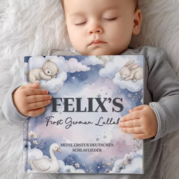 Personalized German Nursery Rhymes Book, Custom Children’s Lullaby Book with Name, Baby Keepsake Gift, Baby Shower Present for Girl