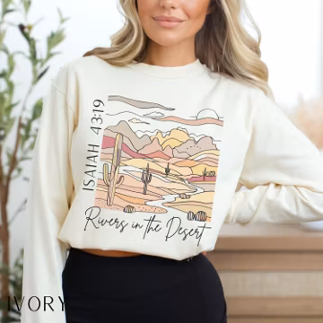 Comfort Colors Christian Shirt, Long Sleeved Fall Religious Apparel, Church Clothes, Rivers in the Desert