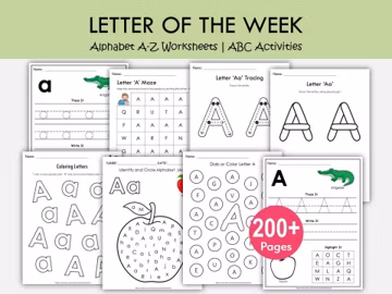 Letter of the Week Worksheets Printable, Alphabet Busy Book, Learning Binder, Preschool Curriculum, Toddler Tracing Activities, Kindergarten