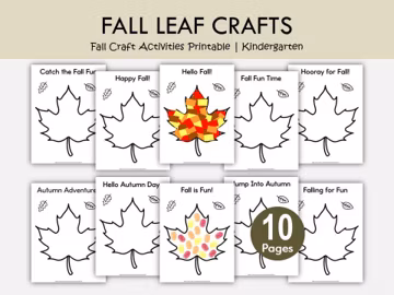 Fall Craft Activities Printable for Kids, Autumn Leaf Craft, Preschool Kindergarten Art, Fine Motor Skills, Fall Classroom Decor PDF