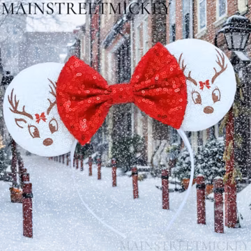 Minnie Mouse Rudolph Ears All Ages, Disney Ears for Adults and Kids, Choose Ear and Bow Color, Minnie Ear, Mouse Ear, Mickey Reindeer Ear