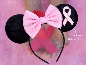 Minnie Mouse Breast Cancer Awareness Ears, Mouse Ear For Adults and Kids, Minnie Mouse Ears, Disneyland Ear, Support the Cause Mickey Ear