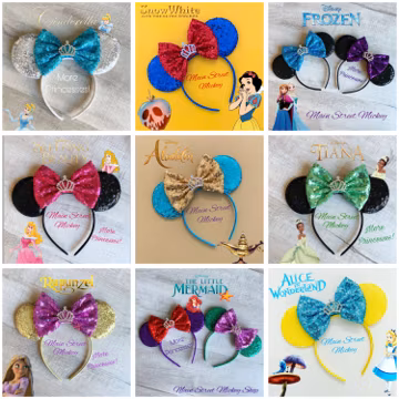 Princess Mouse Ears Sequin Minnie Mickey Headband Ears for Kids and Adults
