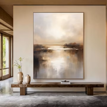 Wabi-Sabi Abstract Landscape Painting Large Brown And Black Mid-Century Art Deco Brown And Black Abstract Landscape Painting Bedroom Art