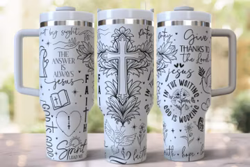 Faith Love Hope Laser Engraved Full Wrap Design for 40oz Tumbler, Digital Download, SVG For Laser Rotary, Religious 40oz Tumbler Laser Wrap