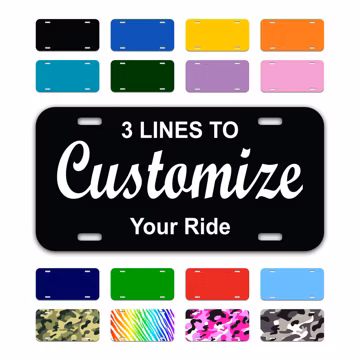 Custom License Plate – Personalized Front Car Plate, Mini Plate, Bike or Golf Cart Tag – 4 Sizes – Durable Aluminum – Choose Color & Text