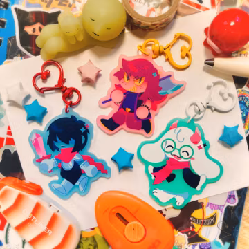 CLEARANCE | Deltarune Frosted Keychains: Kris, Susie, Ralsei - 2'5in