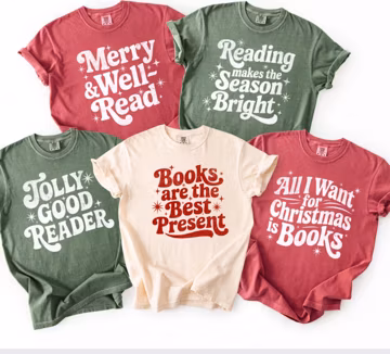 Trendy Book Lover Christmas Comfort Colors Shirt - Retro Distressed Holiday Bookish Tee