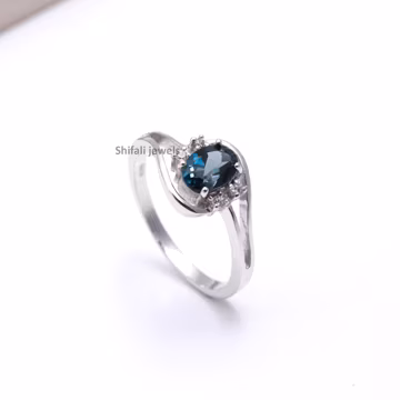 London Blue Topaz Sterling Silver Engagement Ring