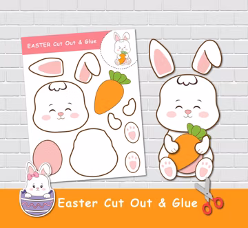 Easter Bunny Cut and Glue Craft: Spring Activity (Digital Download)