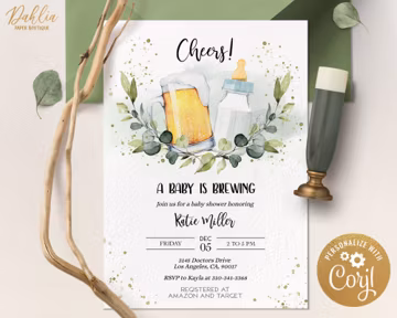 Baby is Brewing Baby Shower Invitation Template, Beer Baby Shower, Couples Baby Shower, Brewery Baby Shower, Unisex Baby Shower, Corjl BS083