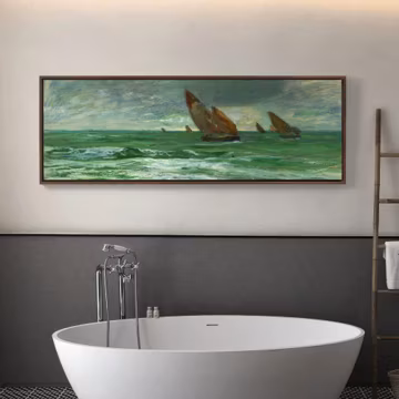 Pietro Fragiacomo,Green sea view,sailing boat,canvas print,canvas art, canvas wall art,extra large canvas art,large canvas wall art p233