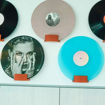 Modern Ribbed Vinyl Record Display, Adhesive Wall Mount