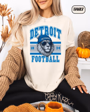 Detroit Football Shirt Comfort Colors, Funny Football Detroit Tshirt, Game Day Football T-shirt, Football Fan Gift, Vintage Detroit Tee