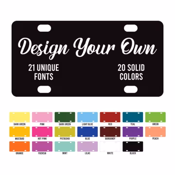 Custom Aluminum License Plate, Personalized Vanity License Plate 6x12, Custom Car Tag with Colors & Fonts, Personalized Car Plate