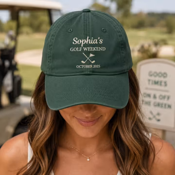 Personalized Bachelorette Golf Embroidered Hat, Custom Bride Name and Date Cap, Bridal Party Cap, Golf Weekend Trip, Bridal Shower Gift