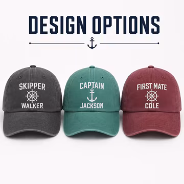 Captain Embroidered Hat, Personalized Skipper Baseball Cap, Custom Boat Captain Hat with Name, Nautical Dad Cap, Sailing Gift