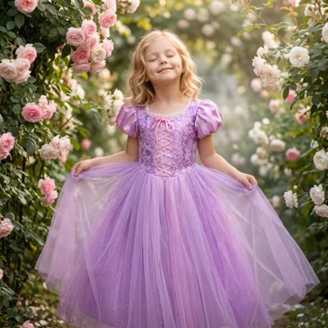Rapunzel Princess Dress Set for Girls – Birthday Party Gown, Fairy Tale Dress, Cloak