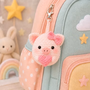 Crochet Pig Keychain, Amigurumi Pig Bag Charm, Cute Handmade Pig Plush, Backpack Accessory, Animal Lover Gift, Nursery Decor