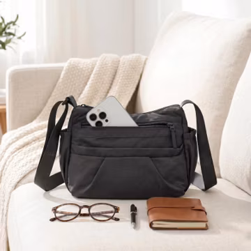Everyday Small Purse Nylon Crossbody Bag for Women, Waterproof Multi Pocket Purse, Lightweight Everyday Travel Shoulder Bag