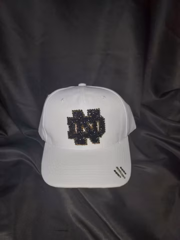 Note Dame Fighting Irish inspired Rhinestone Ball Cap, Handmade Bling Hat rhinestones baseball hat college university athletics