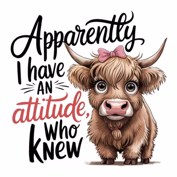 Highland Cow Png Sublimation Printable, Funny Cows Png, Dtf Designs, Scottish Cow Png, Retro Trendy Design, Sarcastic Shirt Png, Sassy PNG