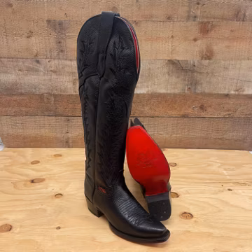 Women’s Embroidered Genuine Leather Cowgirl Boots – Knee High Western Boots with Zipper & Heel