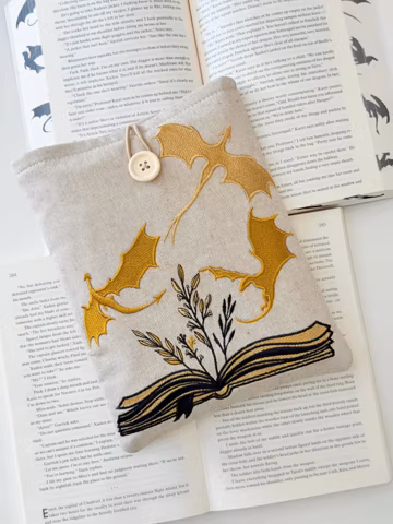 Dragon Embroidery Book Sleeve, Fantasy Book Cover