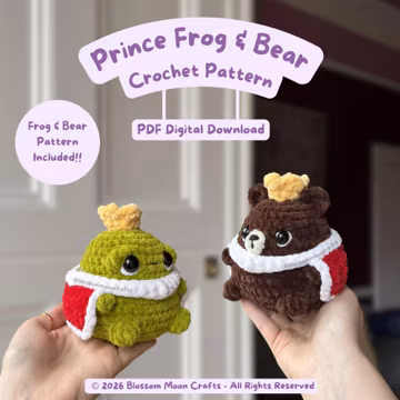 Frog & Bear in Prince Outfit Crochet Pattern - PDF Patterns - Low-sew