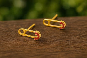 Ruby Pin Earrings - 925 Sterling Silver Handmade Stud Earrings - July Birthstone Minimalist Earrings