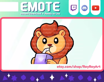 Twitch Emote - Cute Lion Sip / Sub Emoji