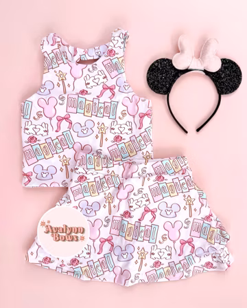 Pink Outfit, Activewear Set, Disney Activewear Set, Princess Outfit, Disney Princess Set, Disney Skirt, Disney Shirt, READY TO SHIP
