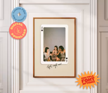 Custom Best Friends Photo Print Cards, Custom Galentine Gift, Personalised Valentine's Gift for Her, Trendy Ace of Heart Digital Wall Art